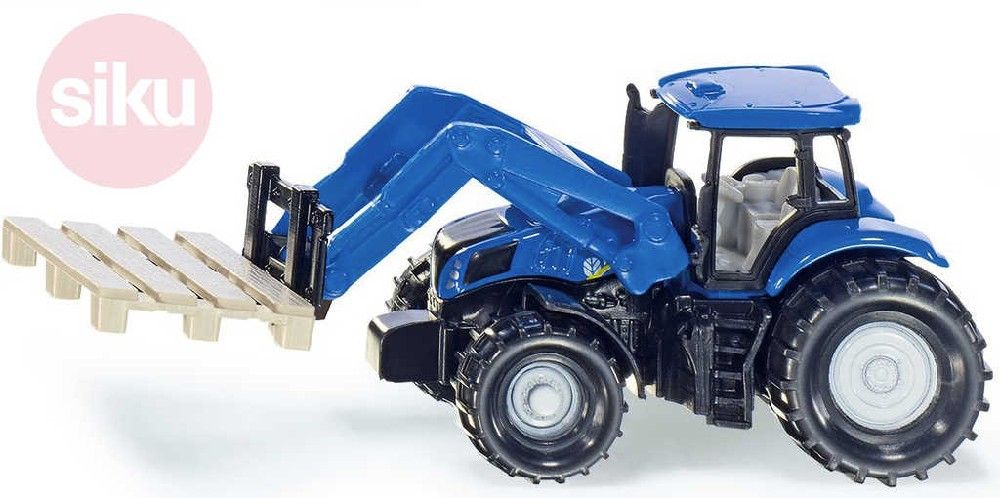 SIKU Traktor modrý Holland nakladač palet model kov 1487