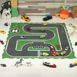 Závodní okruh Little Racer, set z 25 dílků podlahového puzzle Postav Si Město